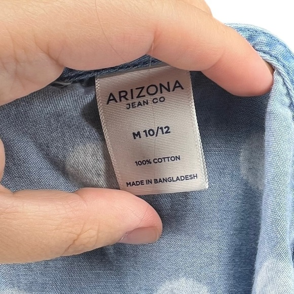 Arizona Jeans Co Girls Blue Chambray Polka Dot Button Sundress Medium 10 12 - Picture 4 of 4